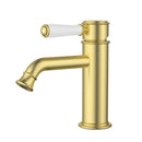Clasico Basin Mixer Ceramic Handle Brushed Gold HYB868-203A-BG - Bathroom Hub