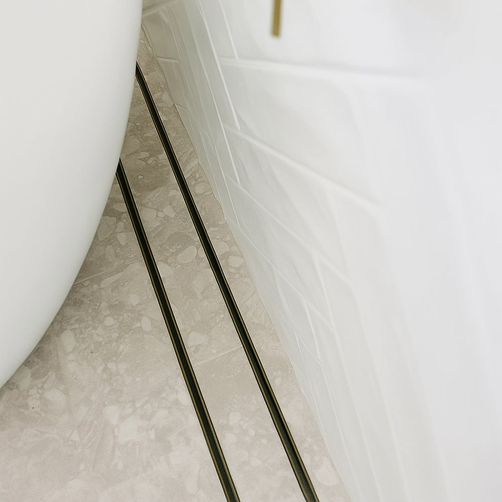 Aluminium Slimline Tile Insert Shower Drain Antique Brass 300-3000x100x21mm - Bathroom Hub