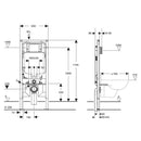 Geberit Sigma 8 Wall Hung Rimless Tornado Toilet Suite With Stainless Steel Colour Button