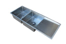 Handmade Stainless Steel Kitchen Sink Double Bowls with Drainer (118cm x 45cm) - HMDBD11845R