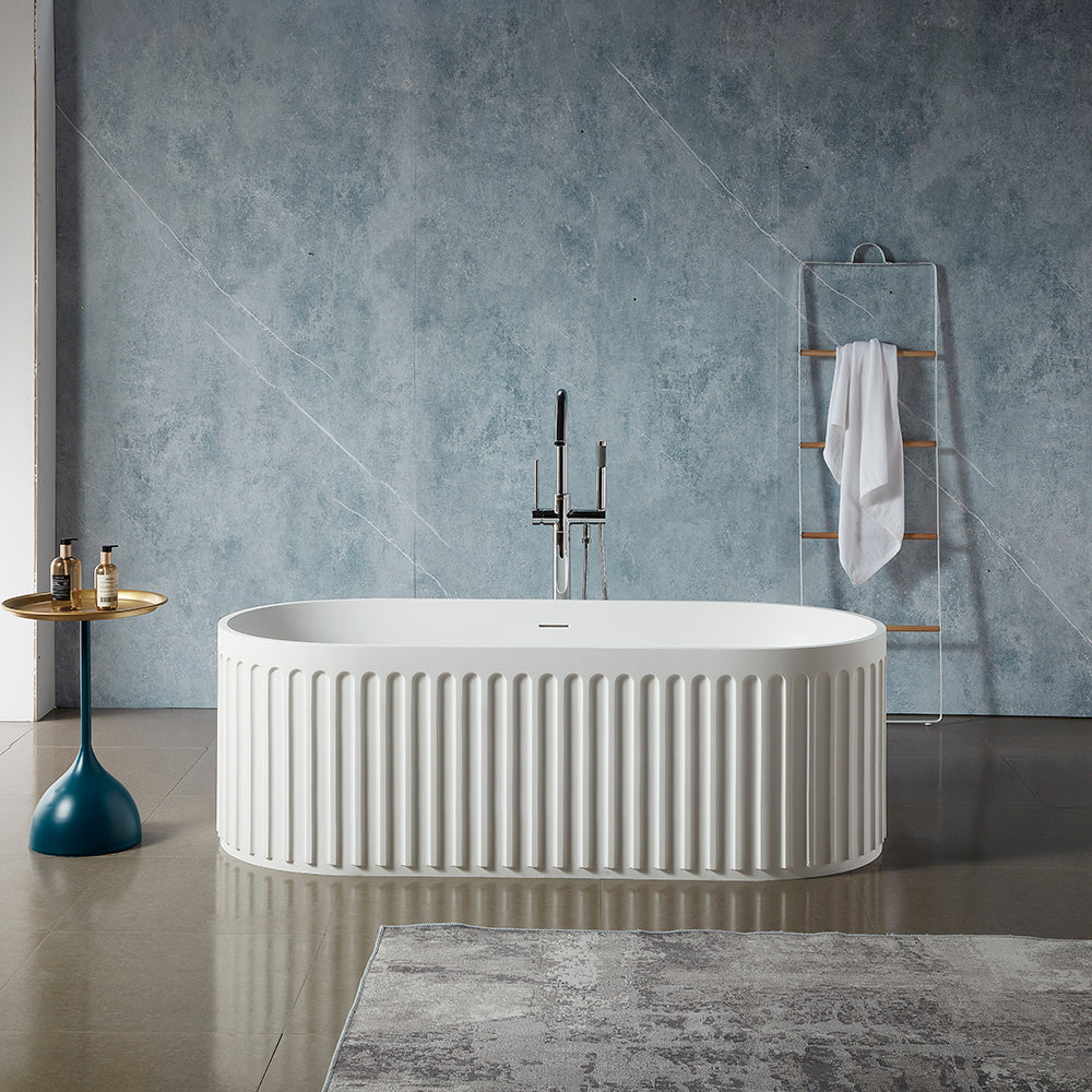 Solid Surface Cast Stone Freestanding Bath 1045 Matt White