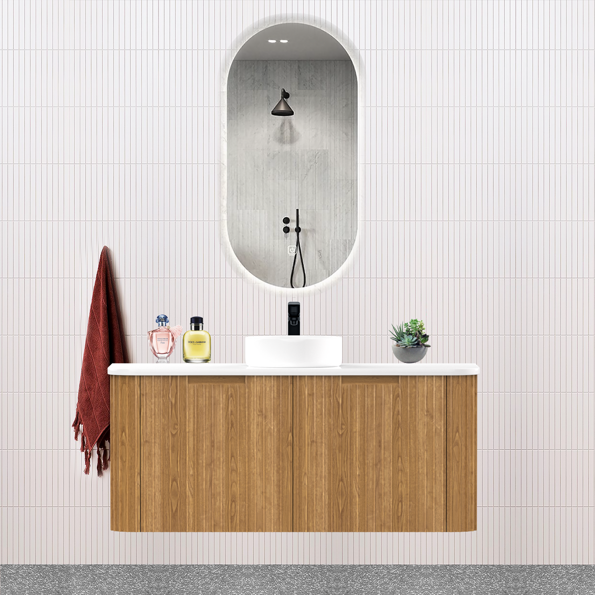 Fluted Timber Oak Designer Vanity Unit 1200mm WH2216S_1200_OAK