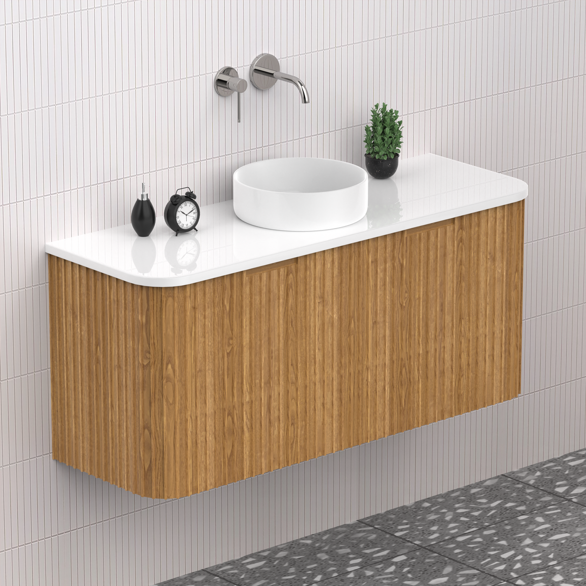 Fluted Timber Oak Designer Vanity Unit 1200mm WH2216S_1200_OAK