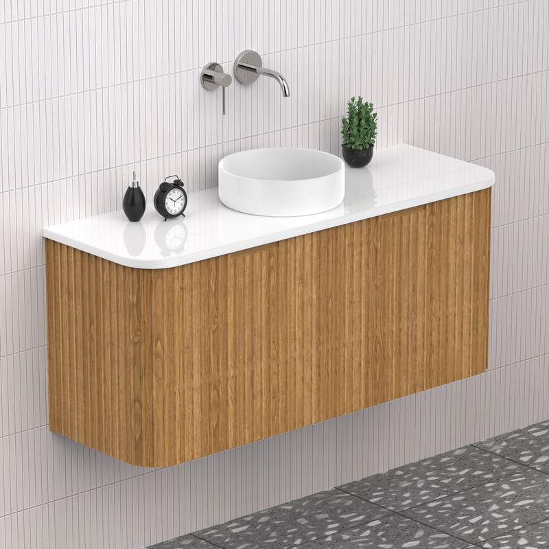 Fluted Timber Oak Designer Vanity Unit 1200mm