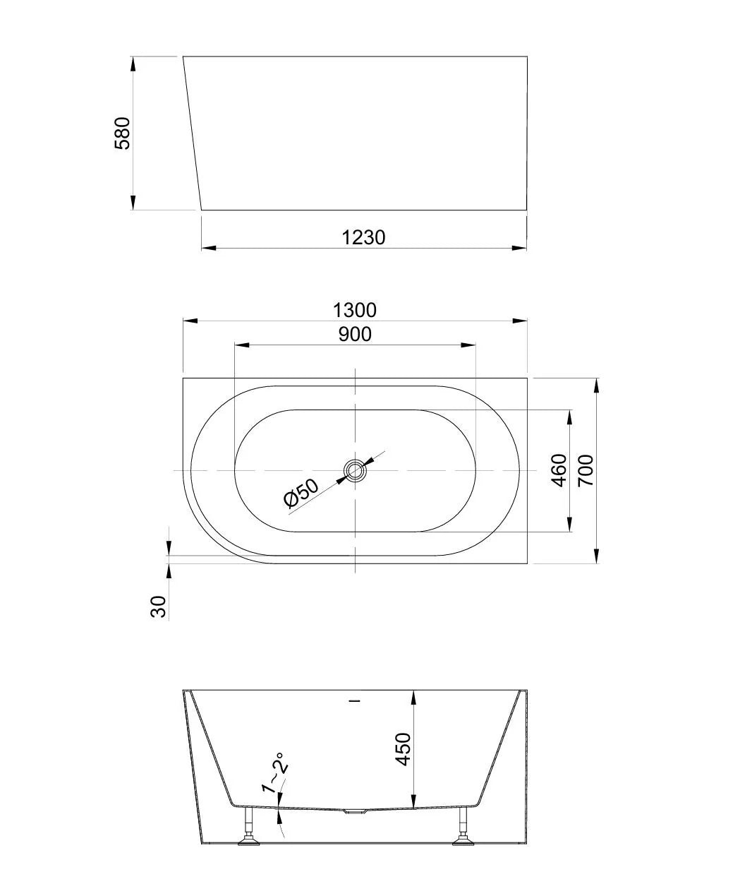 1300 mm Alaska Corner Freestanding Bath - Bathroom Hub