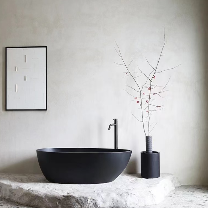 Solid Surface Cast Stone Freestanding Bath 1005 Matt Black