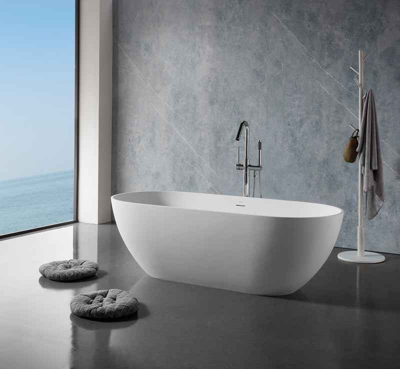 Solid Surface Cast Stone Freestanding Bath 1038 Matt White