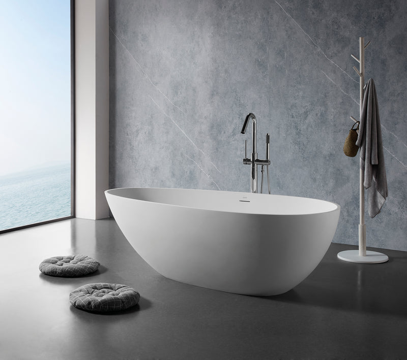 Solid Surface Cast Stone Freestanding Bath 1005 Matt White