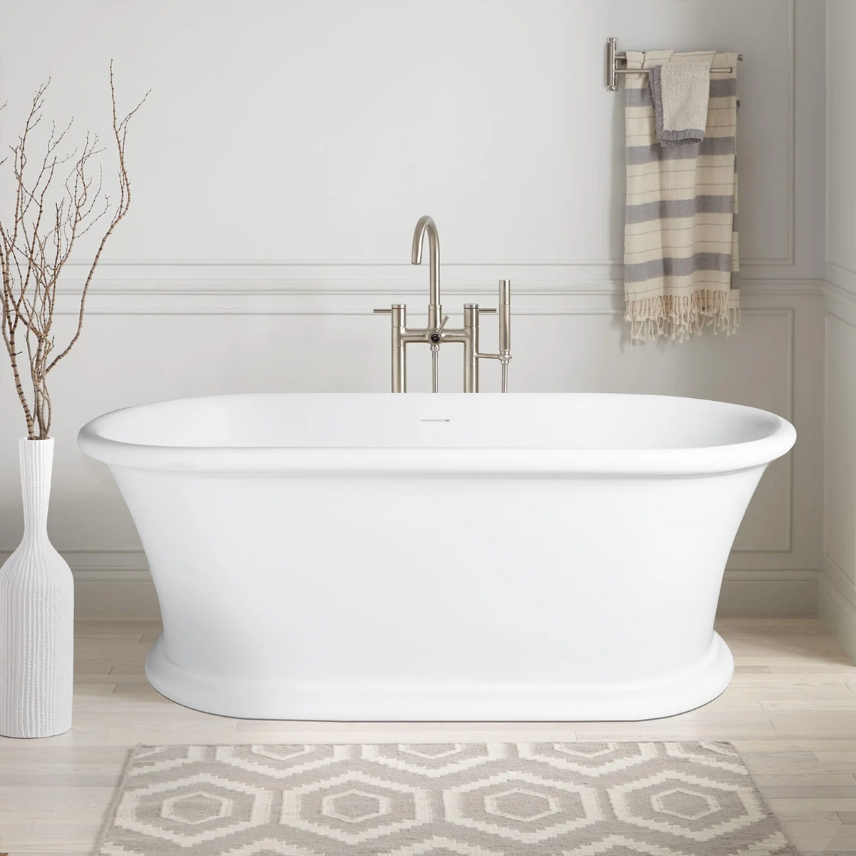 Solid Surface Cast Stone Freestanding Bath 1041 Matt White - Bathroom Hub