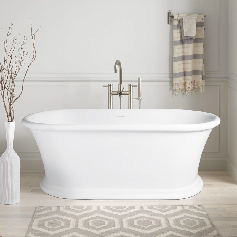 Solid Surface Cast Stone Freestanding Bath 1041 Matt White