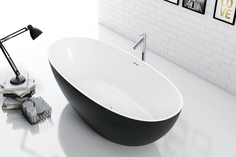 Solid Surface Cast Stone Freestanding Bath 1004 Matt White & Matt Black