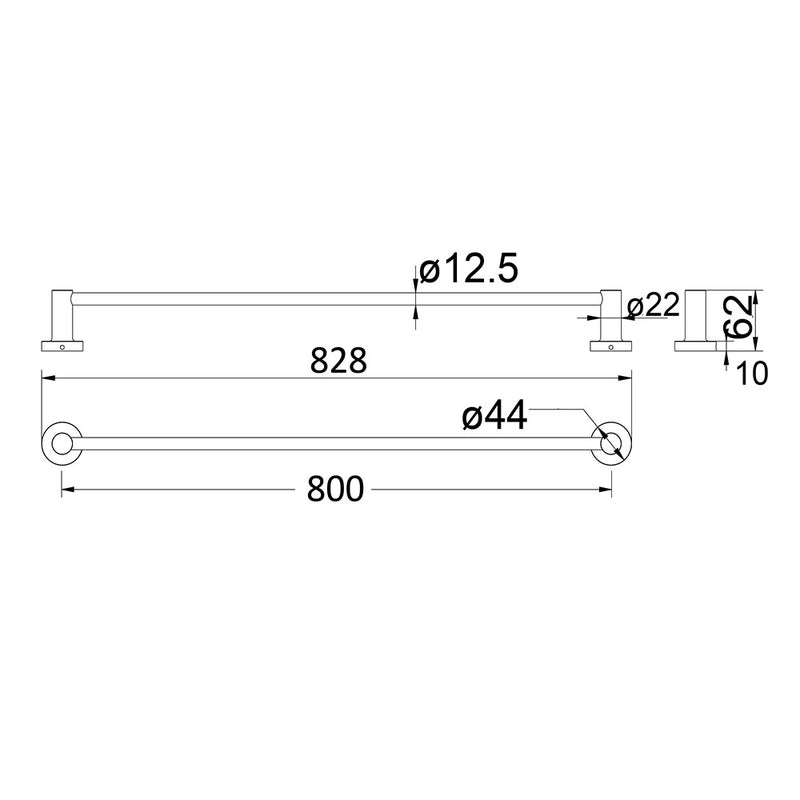 Ruby Single Towel Rail 800mm 21801B