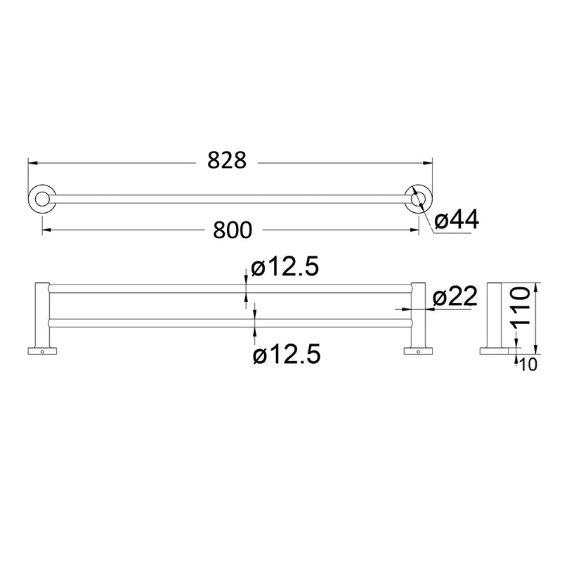 Ruby Double Towel Rail 800mm 21802B