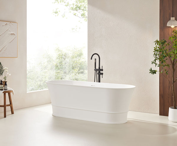 Solid Surface Cast Stone Freestanding Bath 1041 Matt White