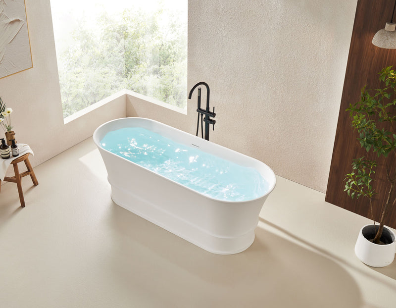 Solid Surface Cast Stone Freestanding Bath 1041 Matt White