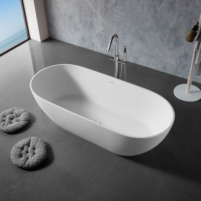 Solid Surface Cast Stone Freestanding Bath 1038 Matt White