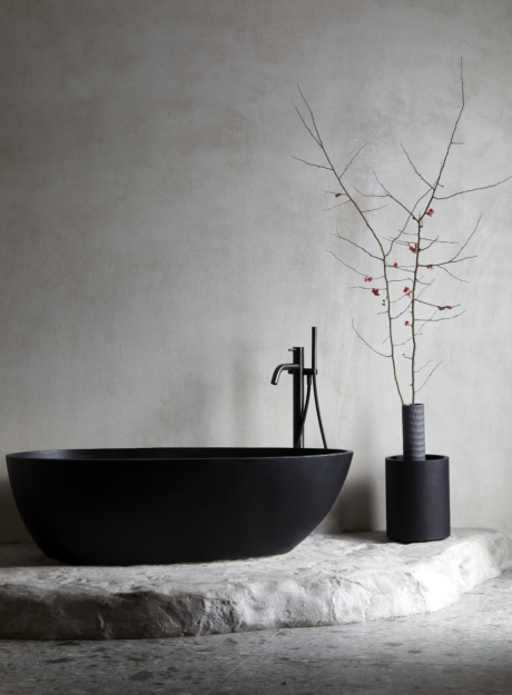 Solid Surface Cast Stone Freestanding Bath 1005 Matt Black