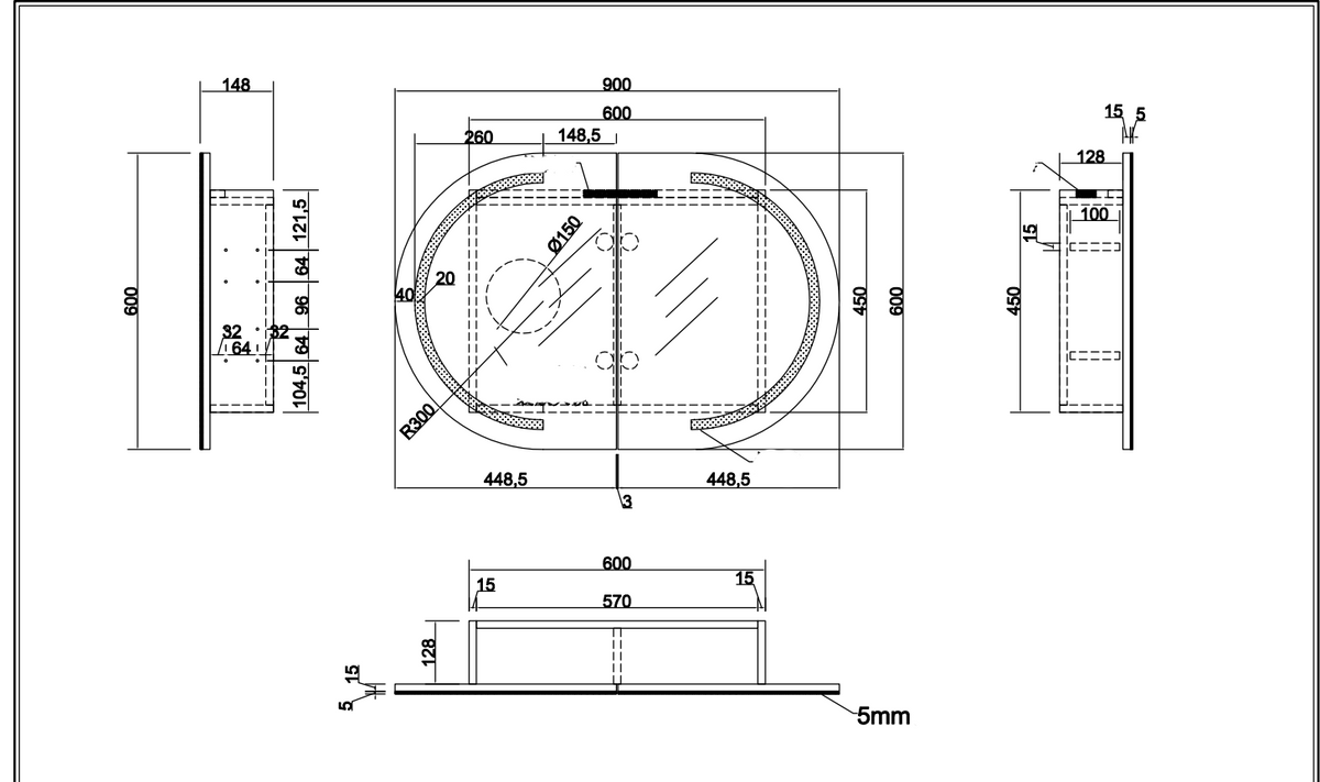 LED Oval Shaving Cabinet LSC9060 - Bathroom Hub