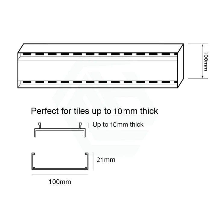 Aluminium Slimline Tile Insert Shower Drain Matt Black 300-3000x100x21mm