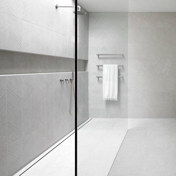 Aluminium Slimline Tile Insert Shower Drain Silver 300-3000x100x21mm - Bathroom Hub