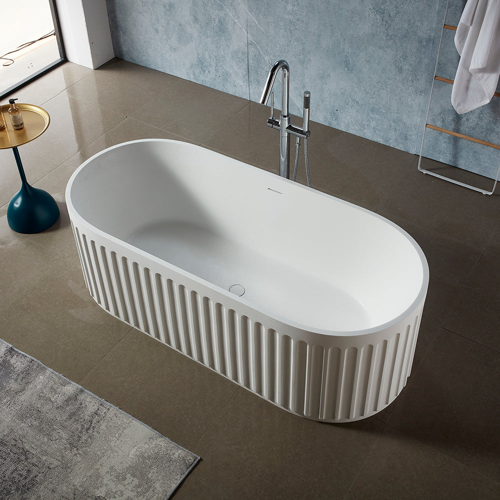 Solid Surface Cast Stone Freestanding Bath 1045 Matt White