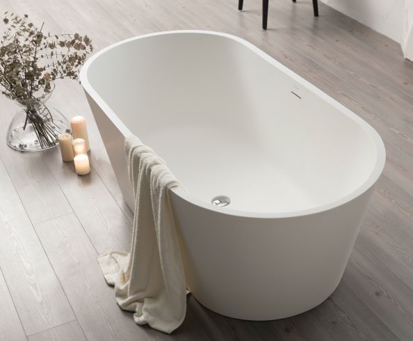 Solid Surface Cast Stone Freestanding Bath 1007 Matt White