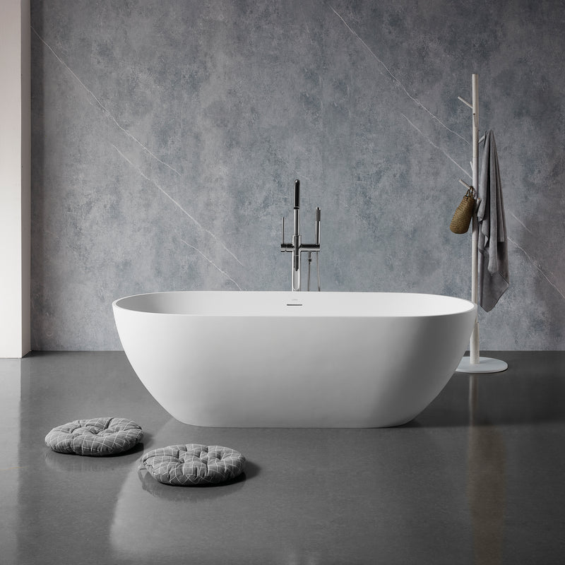 Solid Surface Cast Stone Freestanding Bath 1038 Matt White