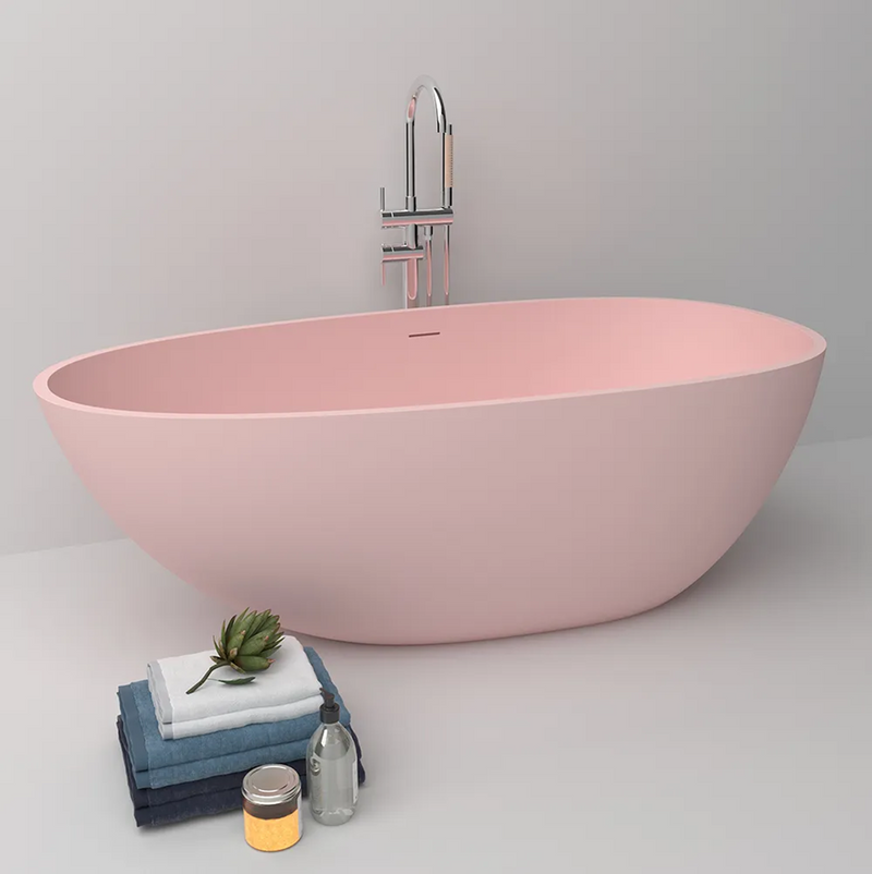 Solid Surface Cast Stone Freestanding Bath 1005 Matt Pink