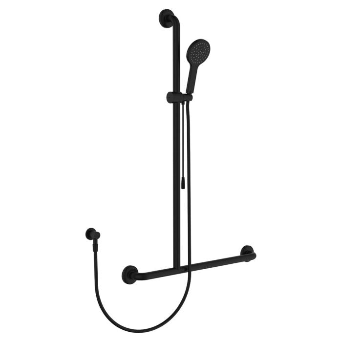 Hustle Care Inverted T Rail Shower with Push/Pull Slider, Left-Hand - 444113BLH-P - Bathroom Hub