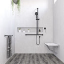 Hustle Care Matte Black Inverted T Rail Shower, Right-Hand - 444113BRH - Bathroom Hub