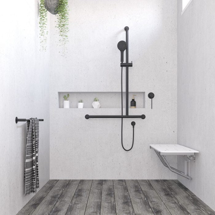 Hustle Care Matte Black Inverted T Rail Shower, Left-Hand - 444113BLH