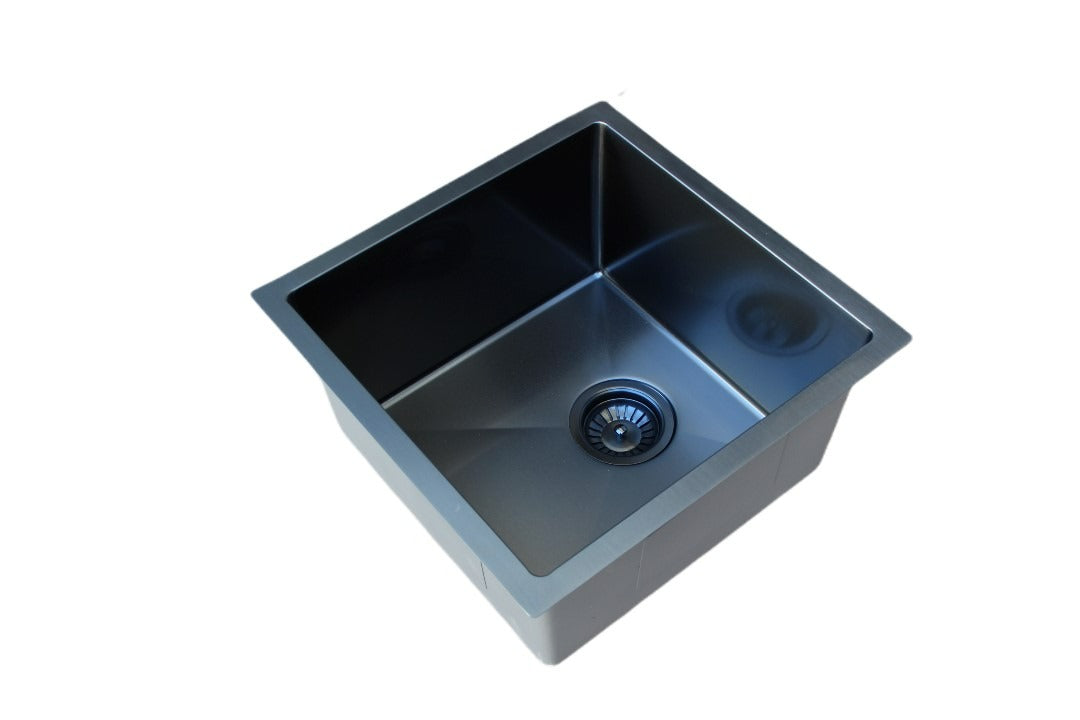 Handmade Stainless Steel Kitchen Sink / Laundry Tub (44cm x 44cm) – PVD Black - HMSB4444PVD - Bathroom Hub