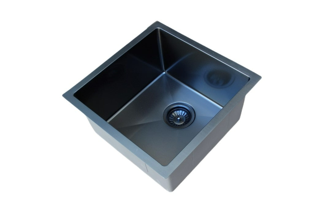 Handmade Stainless Steel Kitchen Sink / Laundry Tub (44cm x 44cm) – PVD Black - HMSB4444PVD - Bathroom Hub