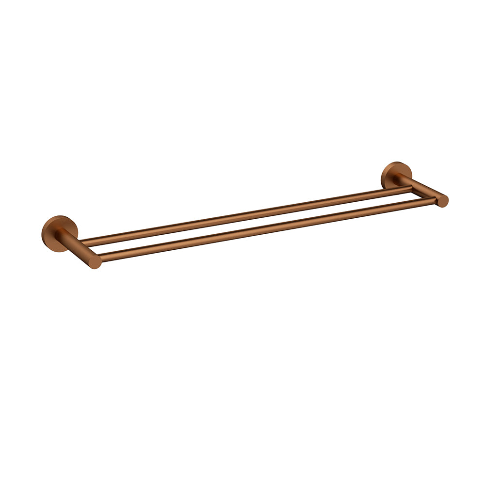 Otus Double Towel Rail 600mm Brush Copper 4501-600-BC - Bathroom Hub
