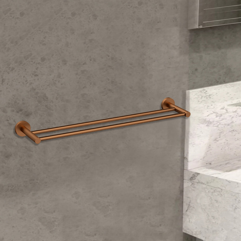 Otus Double Towel Rail 600mm Brush Copper 4501-600-BC - Bathroom Hub