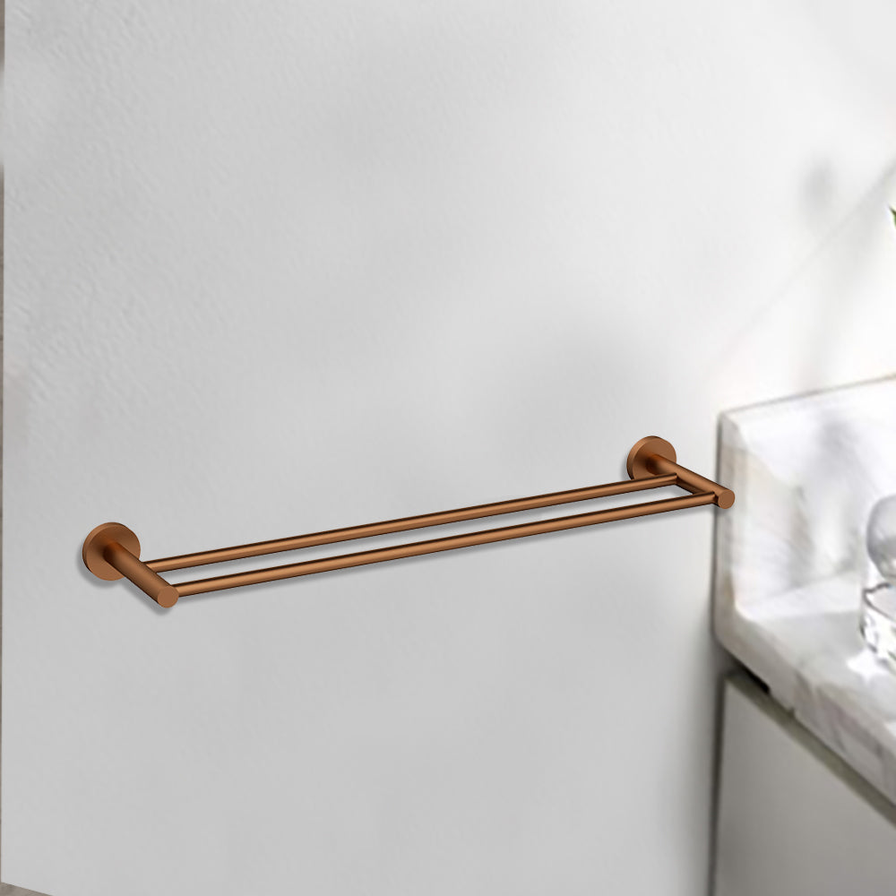 Otus Double Towel Rail 600mm Brush Copper 4501-600-BC - Bathroom Hub