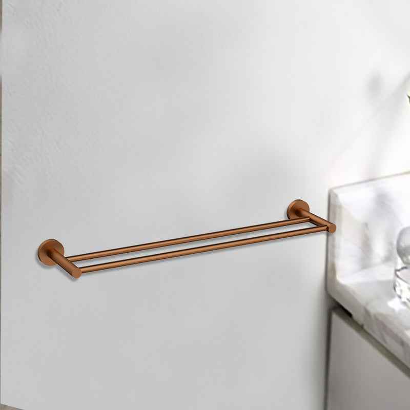 Otus Double Towel Rail 600mm Brush Copper 4501-600-BC