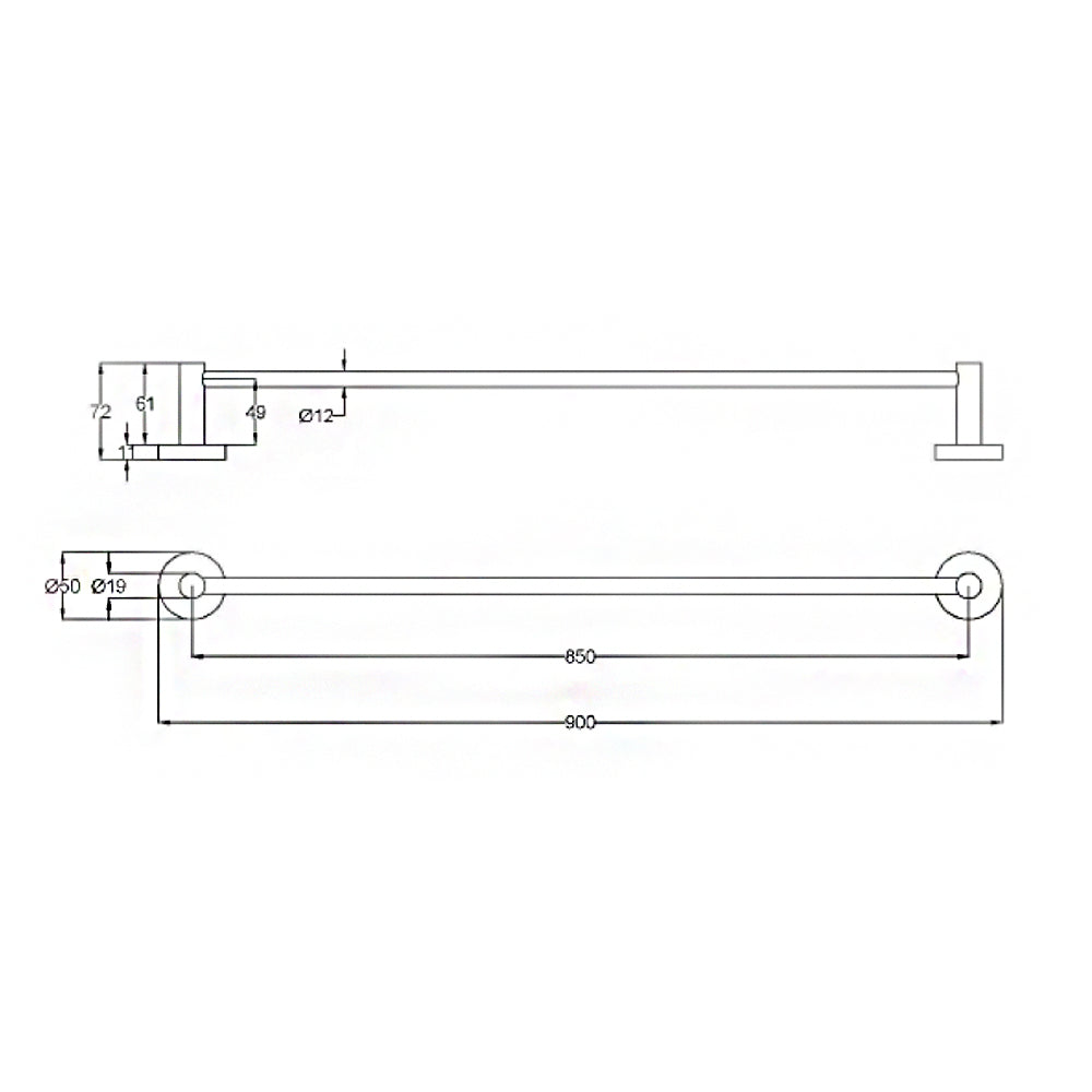 Otus Single Towel Rail 900mm Stainless Steel 4502-900-SS - Bathroom Hub