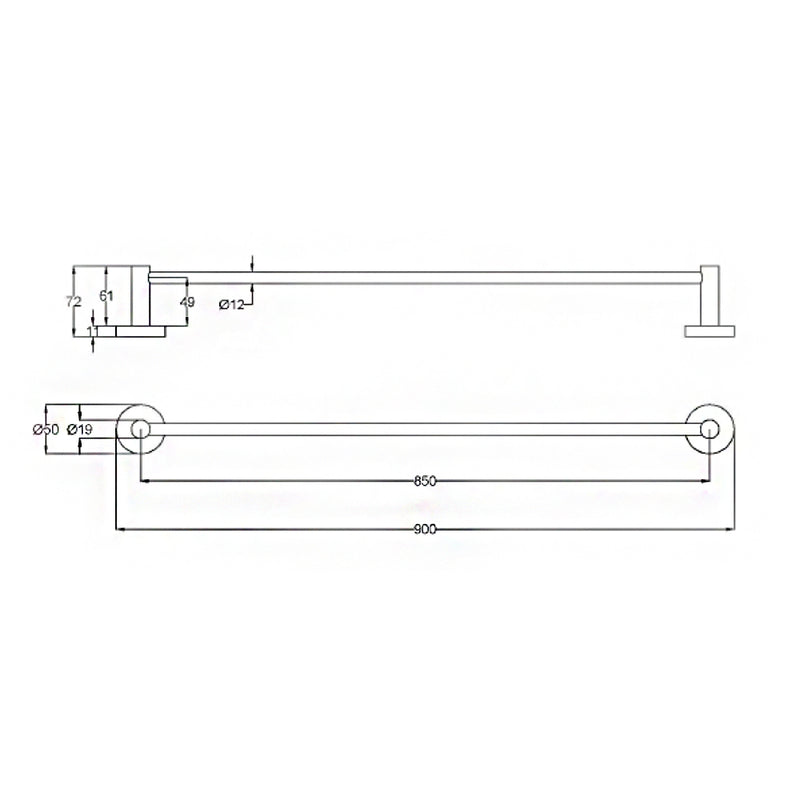 Otus Single Towel Rail 900mm Chrome 4502-900-CH