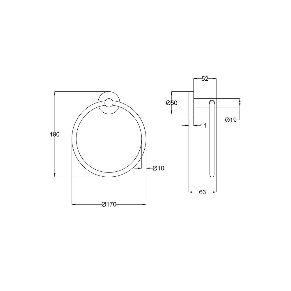 Otus Towel Ring Matt Black 4513-MB - Bathroom Hub