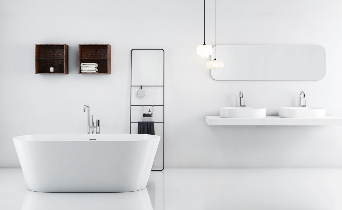 Solid Surface Cast Stone Freestanding Bath 1007 Matt White - Bathroom Hub
