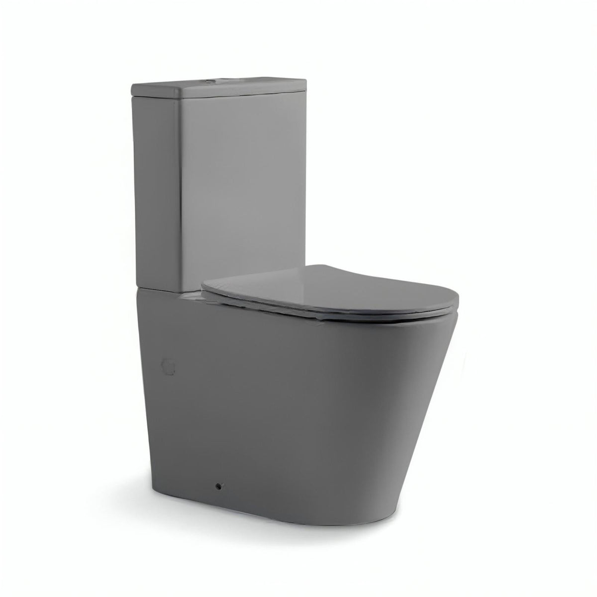 Rimless Tornado Quiet Flush Toilet Suite Matt Grey - Bathroom Hub