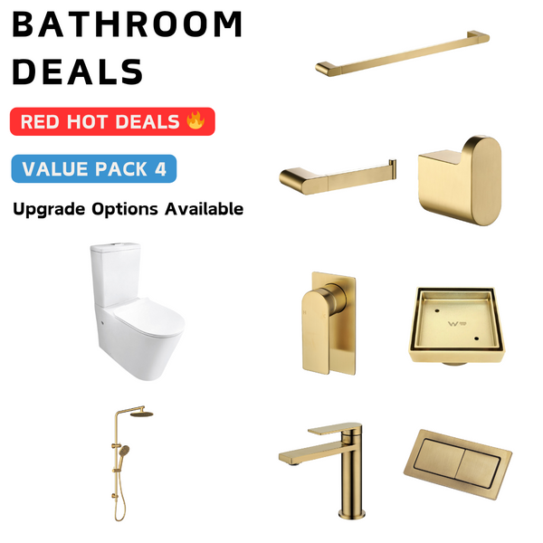Ruki Brushed Gold Bathroom Package Deal