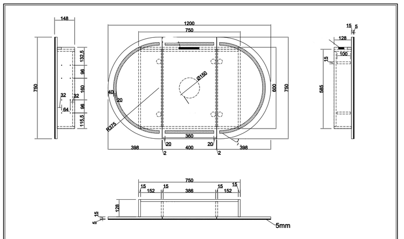 LED Oval Shaving Cabinet LSC1275