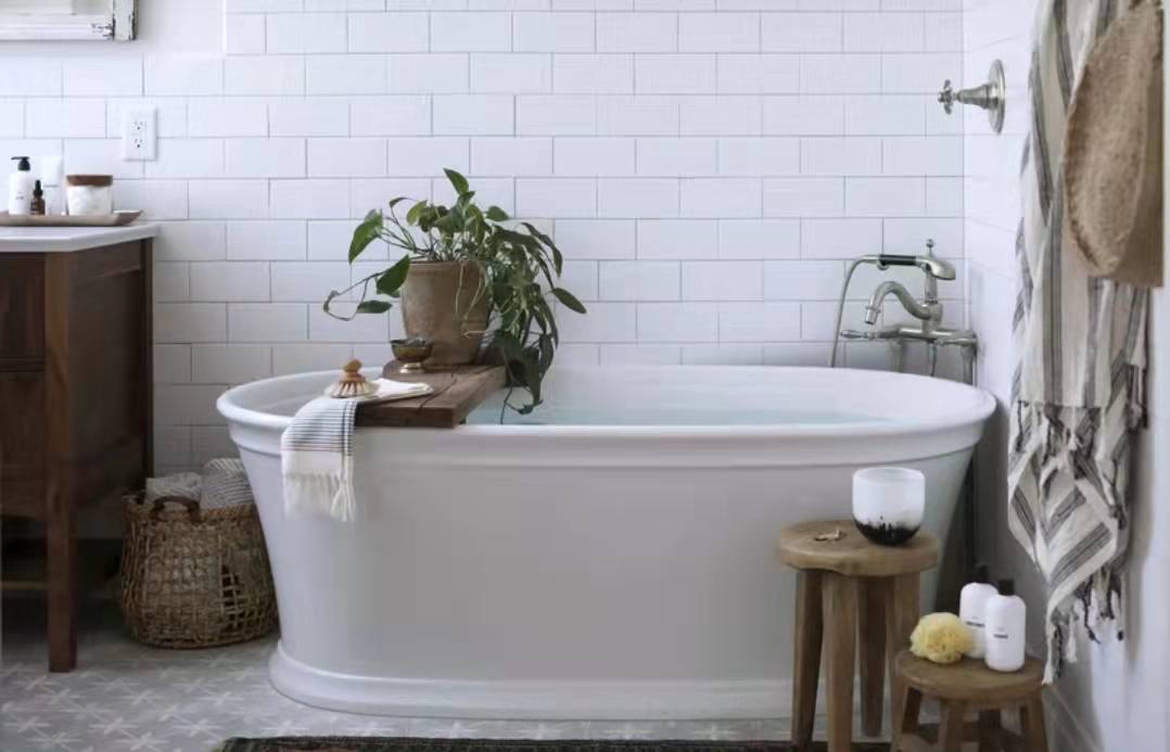 Solid Surface Cast Stone Freestanding Bath 1041 Matt White - Bathroom Hub