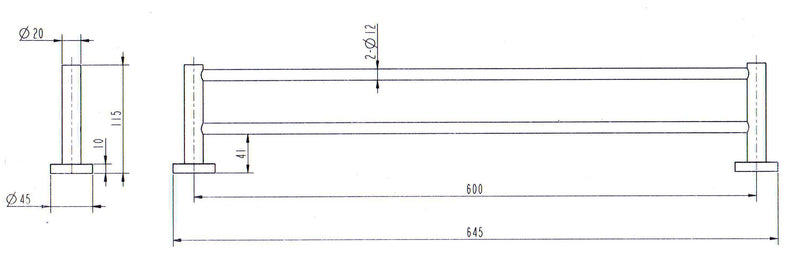 Antique Brass Double Towel Rail 600mm AB-5048