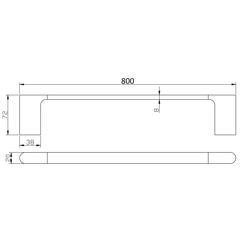 Cora Single Towel Rail 800mm Brushed Gold 5301-800-BG - Bathroom Hub