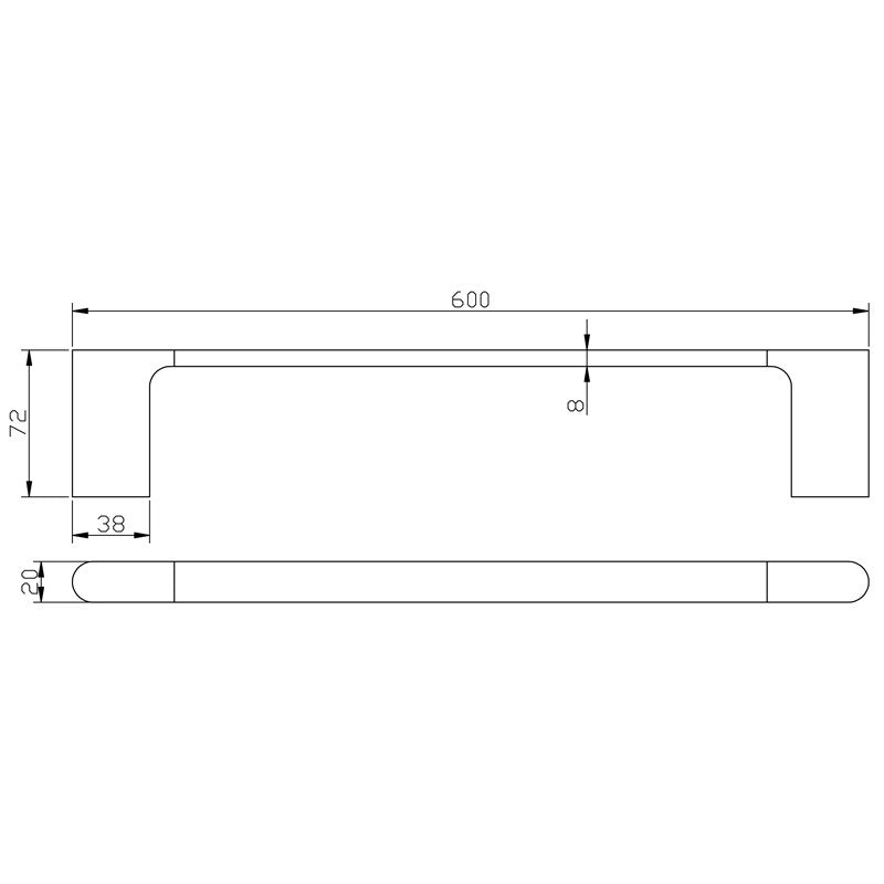 Cora Single Towel Rail 800mm 5301-800 - Bathroom Hub