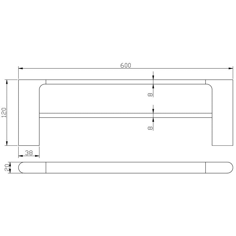 Cora Double Towel Rail 600mm Matt Black 5302-600-MB