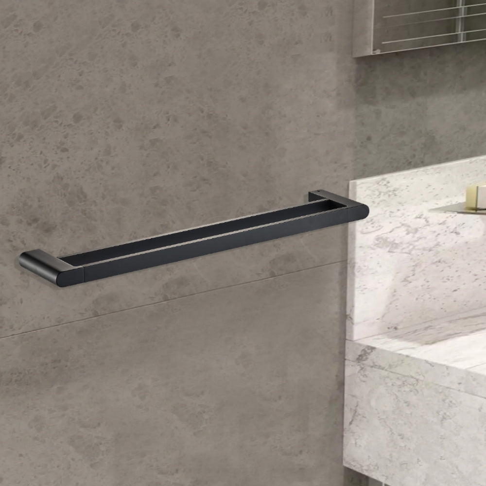 Cora Double Towel Rail 600mm Matt Black 5302-600-MB - Bathroom Hub